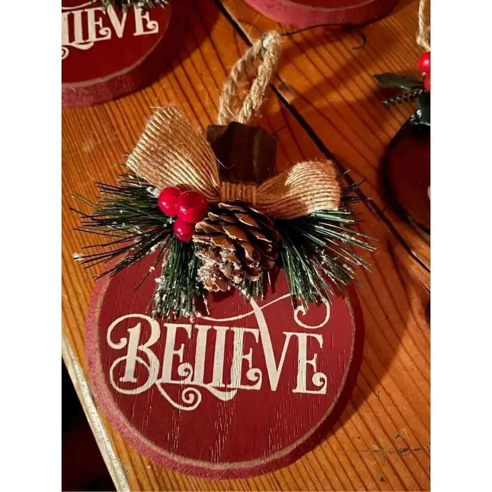 Believe Ornaments x4